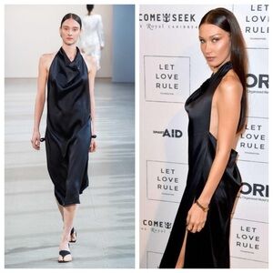 BEVZA SS20 Evelina Halter Split Dress as seen on Bella Hadid in Small